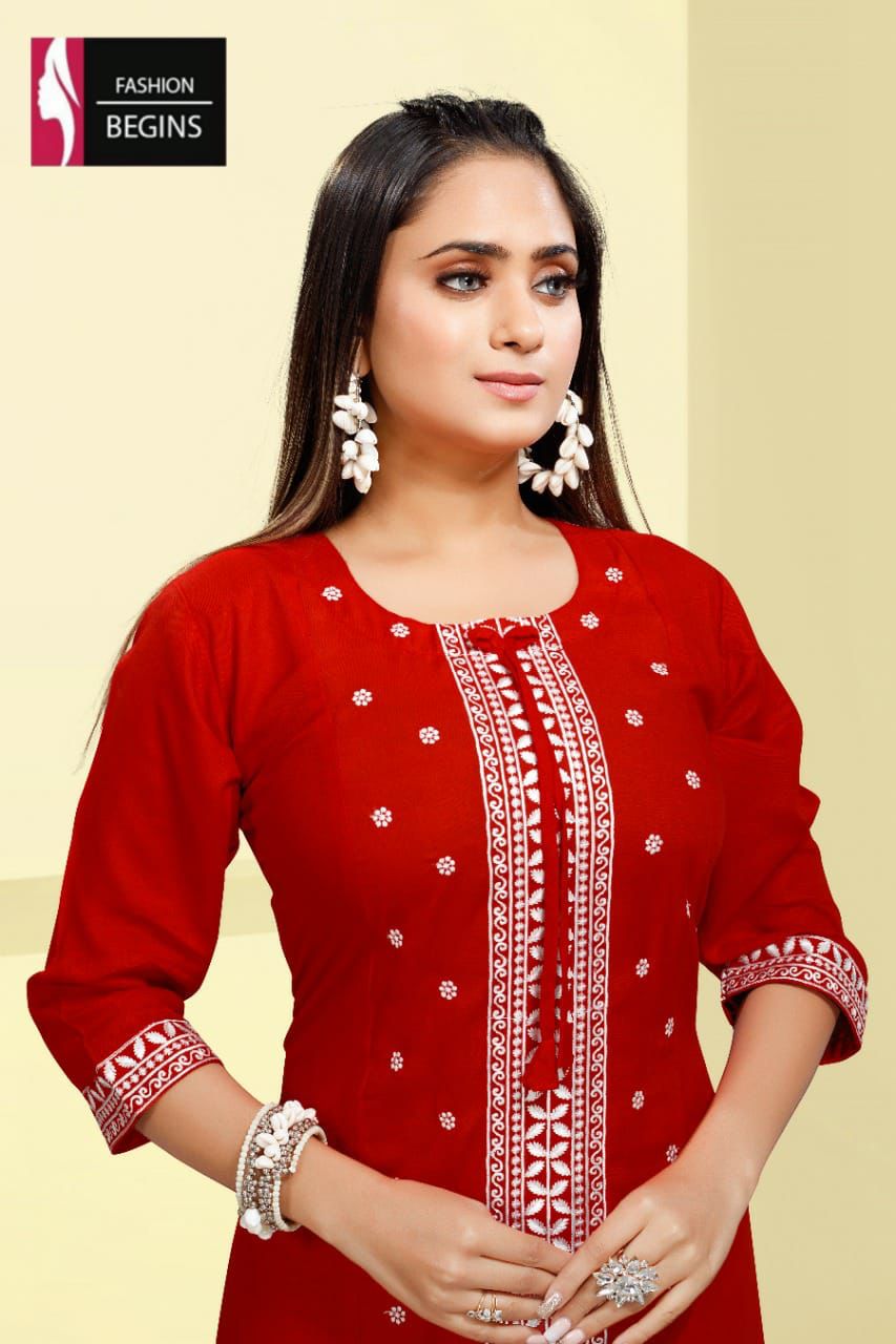 Lata Fashion begins Fancy Ethnic Wear Rayon Designer Kurti Collection